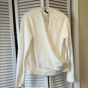 Elegant White Wrap Sweater